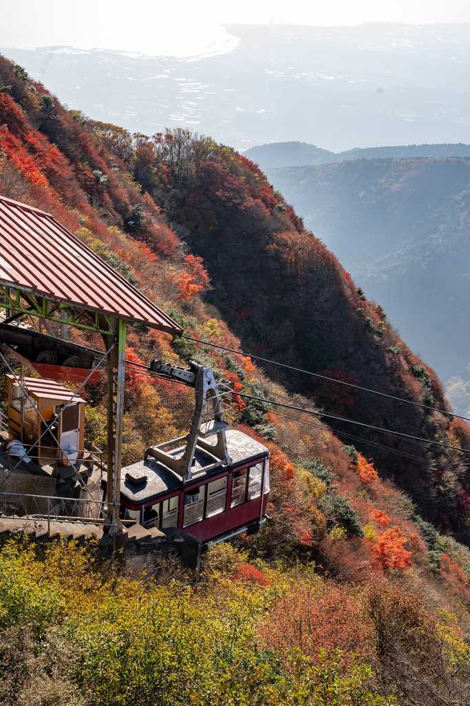 紅葉とロープウェイ